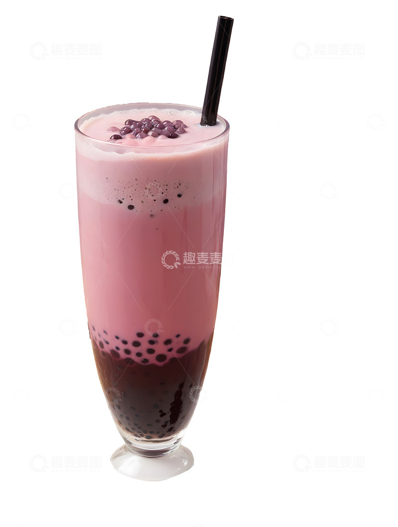 高清大图下载【趣麦麦图】蓝莓奶茶带吸管夏日饮品