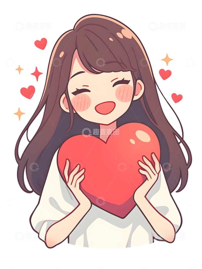 高清大图下载【趣麦麦图】爱心卡通女孩子