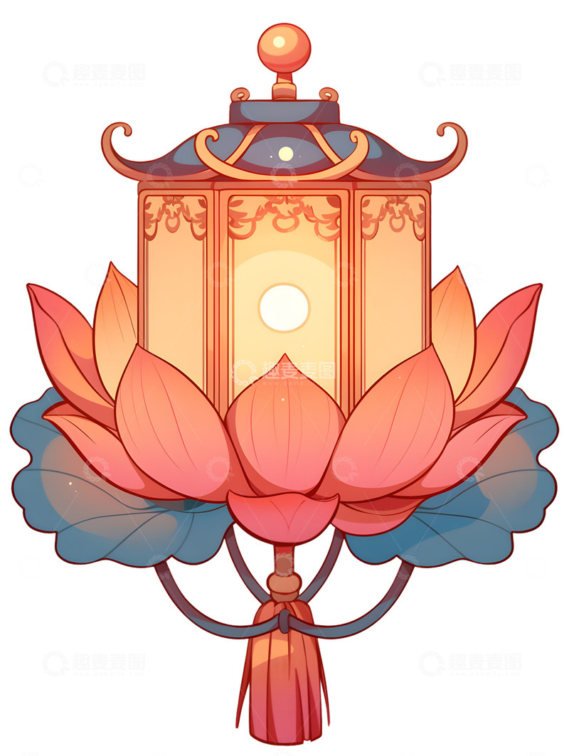 高清大图下载【趣麦麦图】莲花灯卡通灯笼
