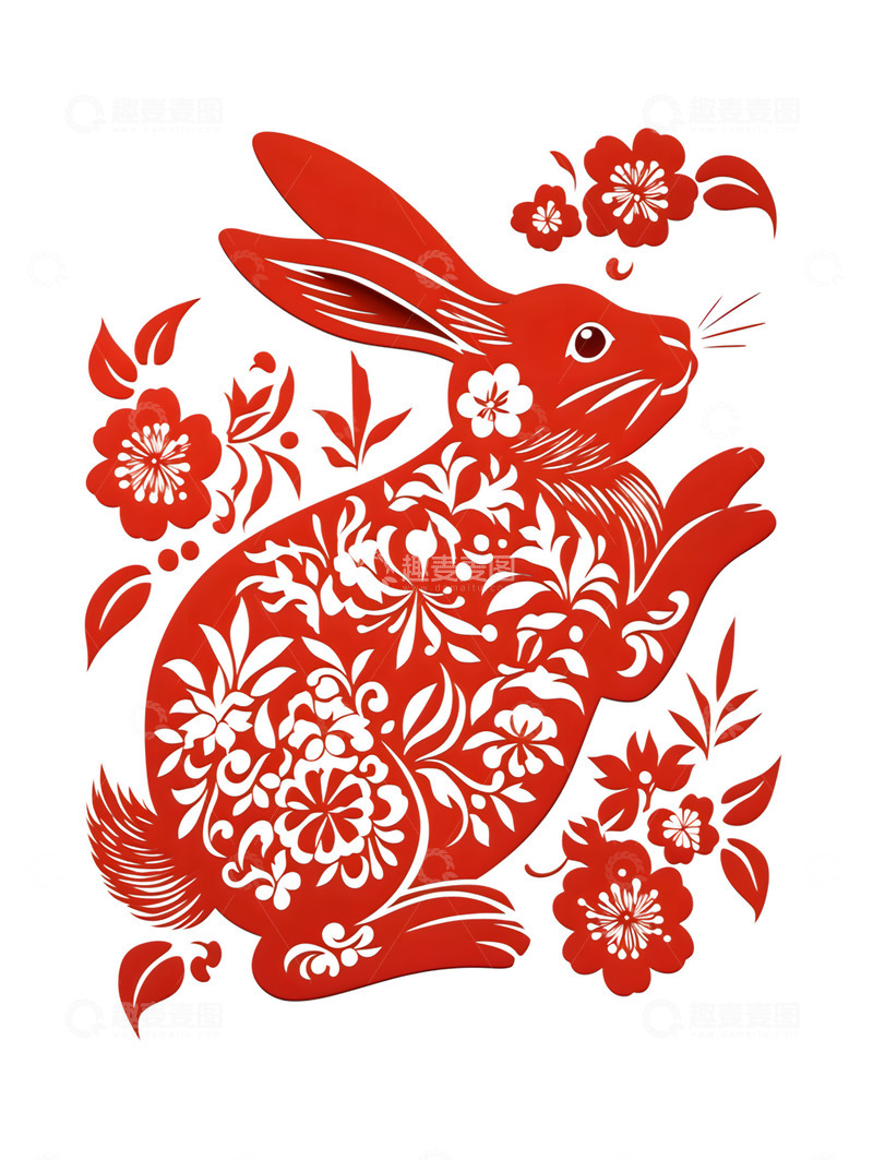 高清大图下载【趣麦麦图】剪纸兔子卡通传统