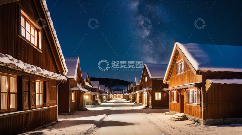 高清大图下载【趣麦麦图】夜晚美丽的村庄
