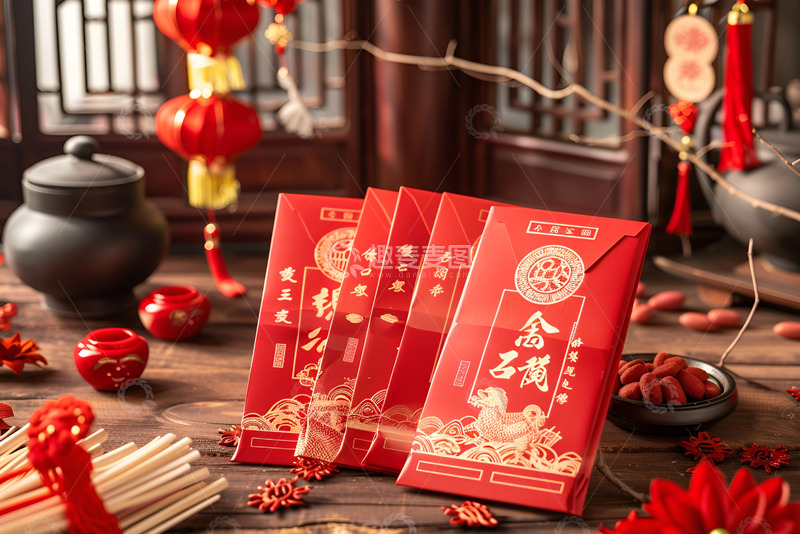 高清大图下载【趣麦麦图】桌面上放着的红包