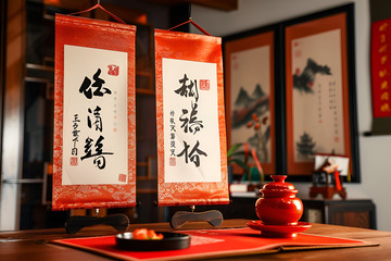 放在桌面上的对联