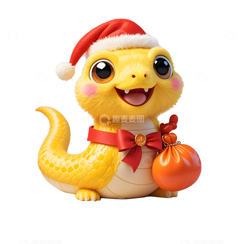 高清大图下载【趣麦麦图】黄色蛇手持红包插画新年富贵