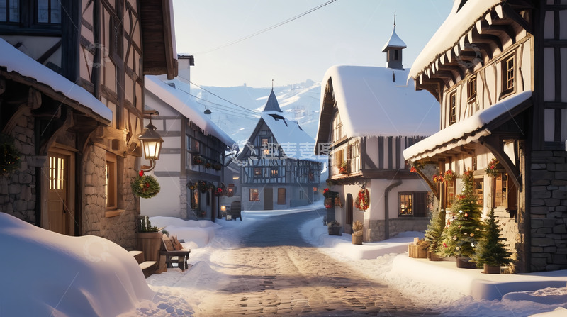 高清大图下载【趣麦麦图】傍晚的美丽山庄