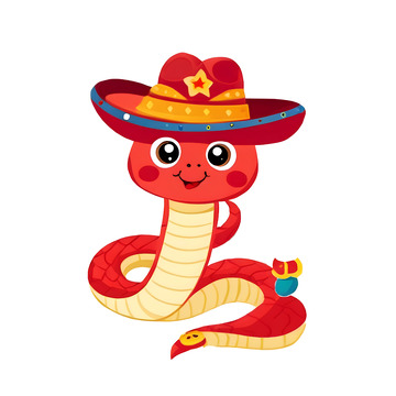 红色蛇捧元宝插画新年财运