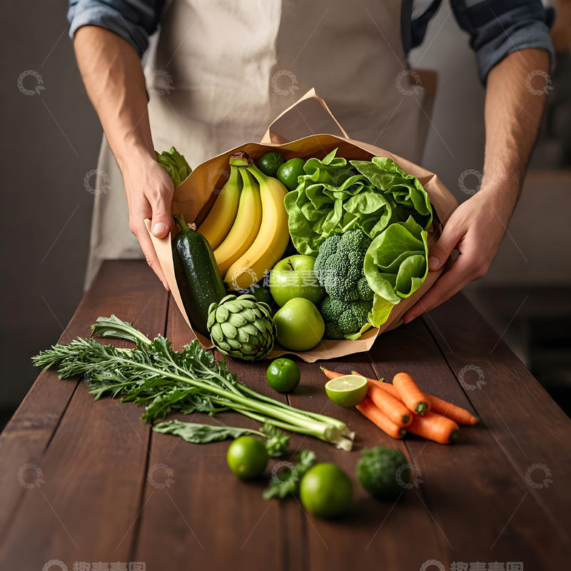 高清大图下载【趣麦麦图】一袋新鲜果蔬摄影图
