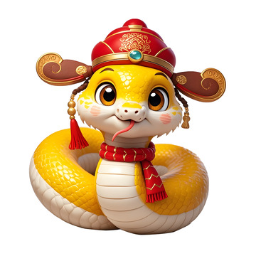 卡通小蛇贺新年 插画庆典