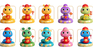 喜庆小蛇手持红包贺新年蛇年福气