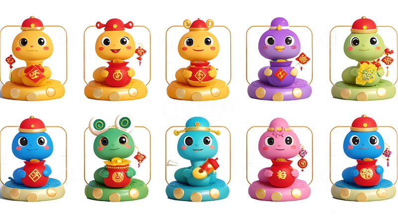 喜庆小蛇手持红包贺新年蛇年福气