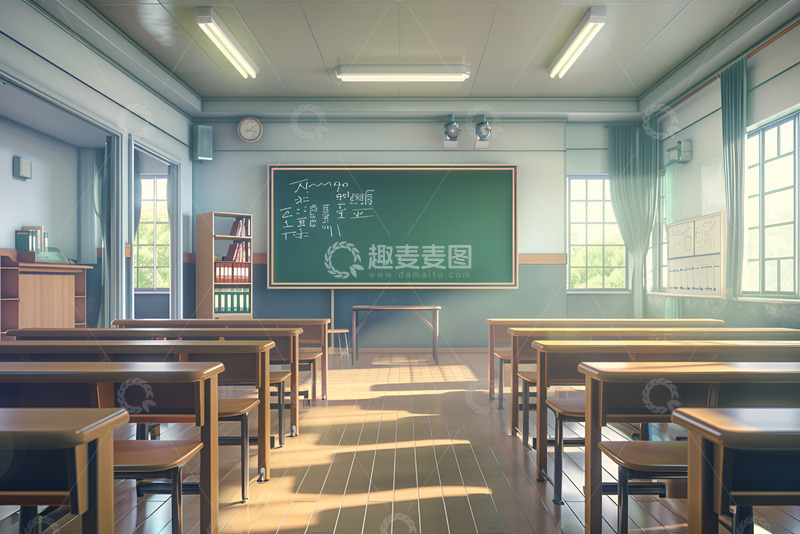 高清大图下载【趣麦麦图】干净明亮的中学教室
