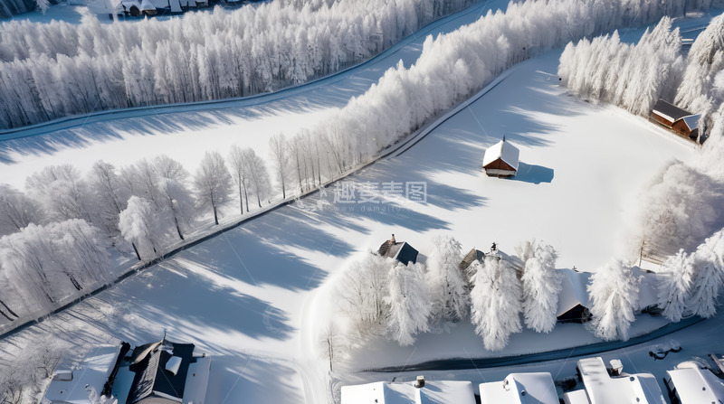 高清大图下载【趣麦麦图】林中雪地人家