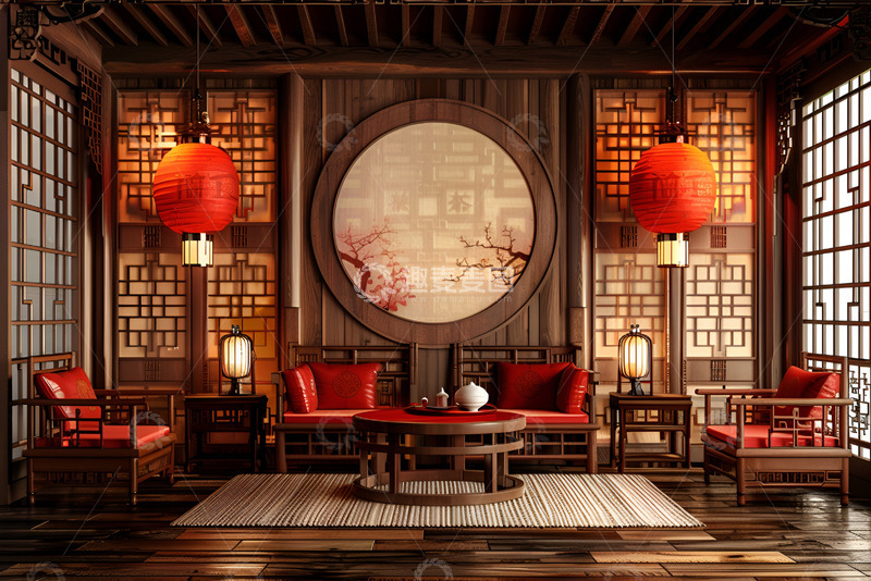 高清大图下载【趣麦麦图】复古中式室内装饰