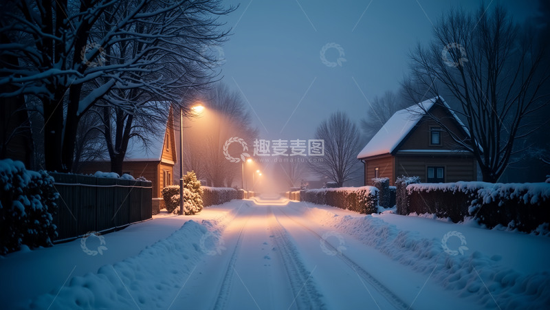 高清大图下载【趣麦麦图】路灯下的街景