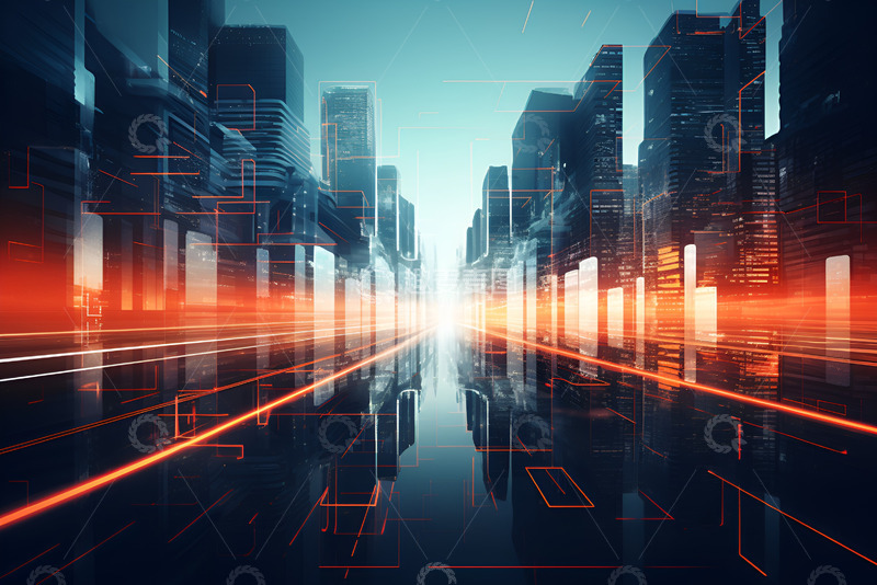 高清大图下载【趣麦麦图】科幻城市光线背景