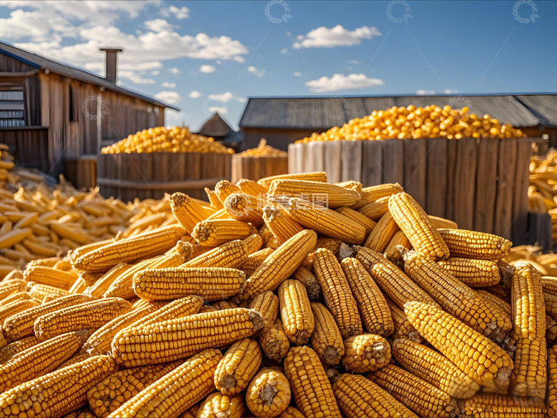 高清大图下载【趣麦麦图】堆满玉米的谷仓摄影图