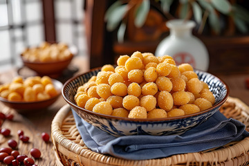 一盘裹了面的油炸花生