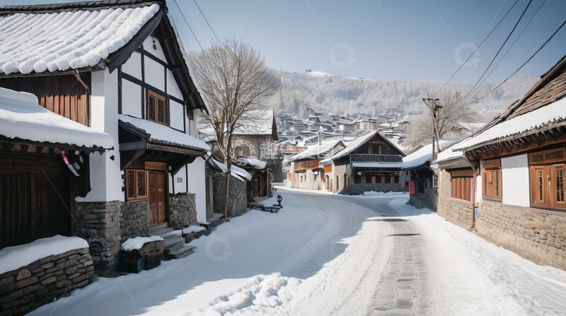 高清大图下载【趣麦麦图】山脚下的村庄