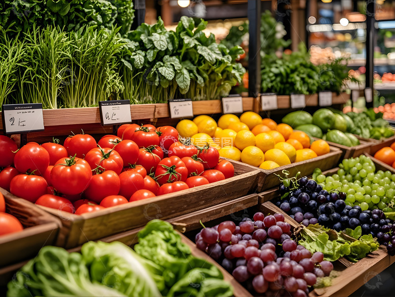 高清大图下载【趣麦麦图】水果蔬菜生鲜售卖区AI摄影图