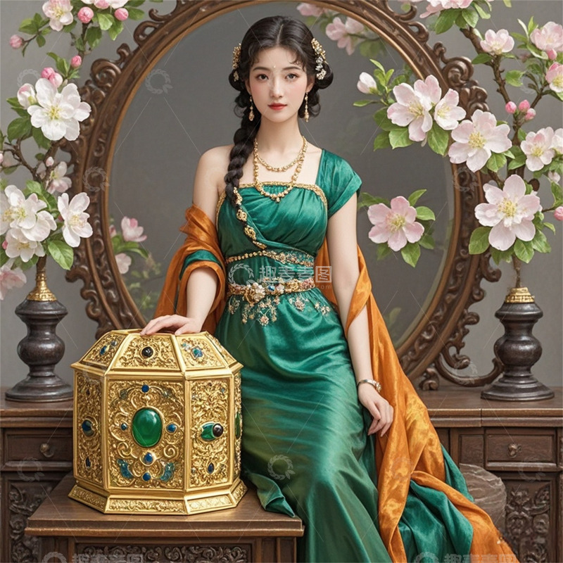 民国风海棠花彩妆女子