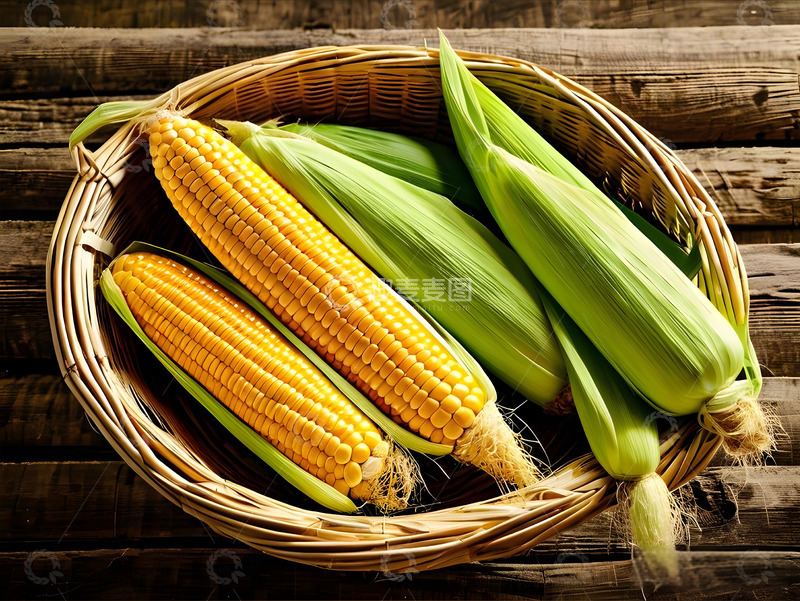 高清大图下载【趣麦麦图】一筐玉米农作物静物摄影图