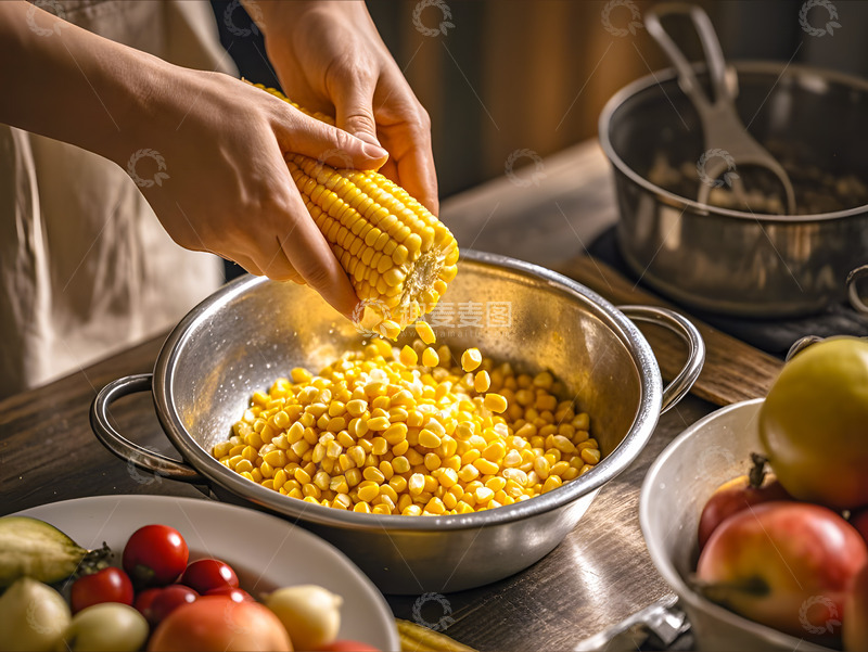 高清大图下载【趣麦麦图】搓玉米粒的手摄影图