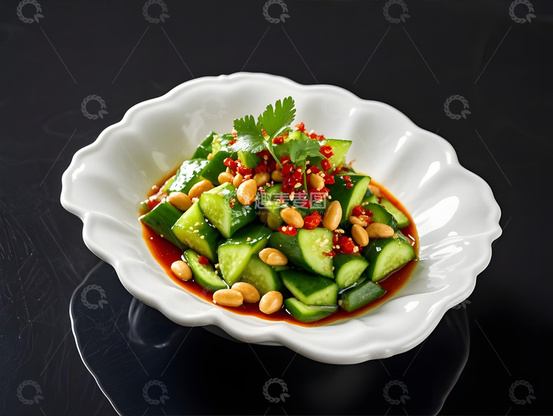 高清大图下载【趣麦麦图】黄瓜花生凉拌菜摄影图