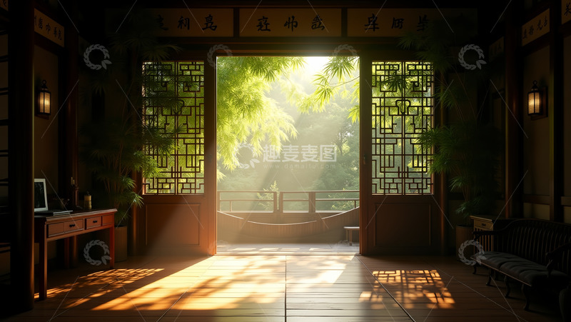 高清大图下载【趣麦麦图】窗外的斜阳剪影