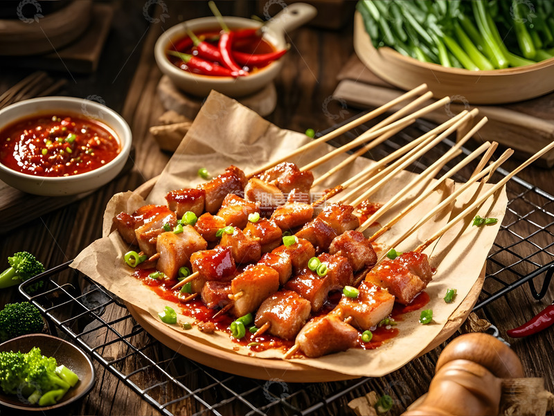 高清大图下载【趣麦麦图】烧烤烤猪颈骨美食摄影图