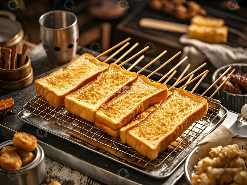 高清大图下载【趣麦麦图】烧烤烤面包片摄影图