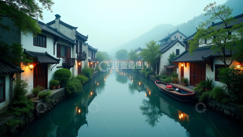 高清大图下载【趣麦麦图】点点灯光江南乡