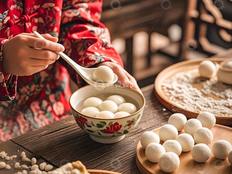 高清大图下载【趣麦麦图】品尝汤圆制作汤圆摄影图