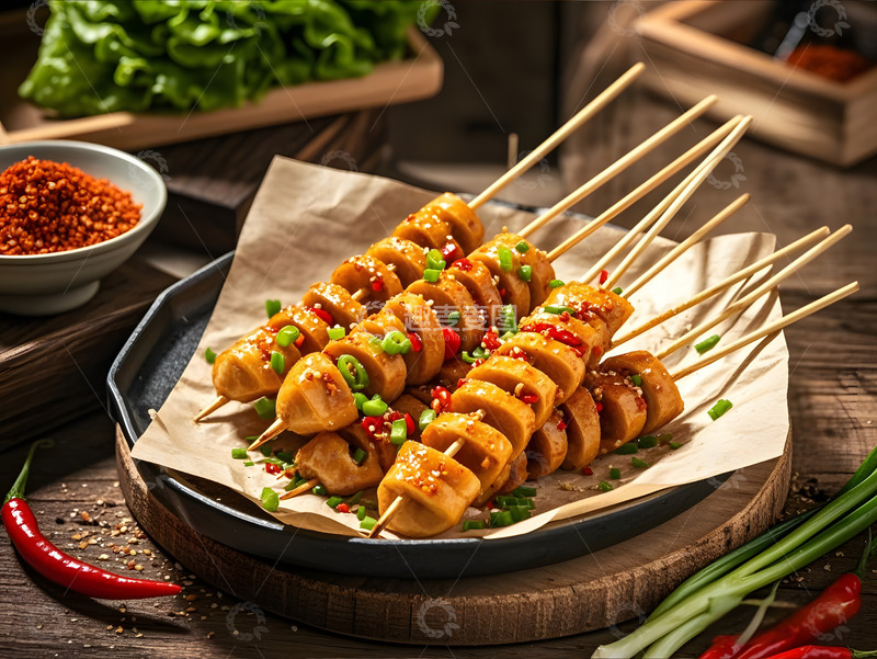 高清大图下载【趣麦麦图】烧烤烤面筋美食摄影图
