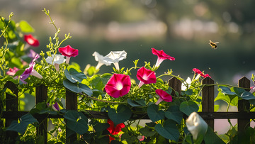 篱笆墙上的牵牛花