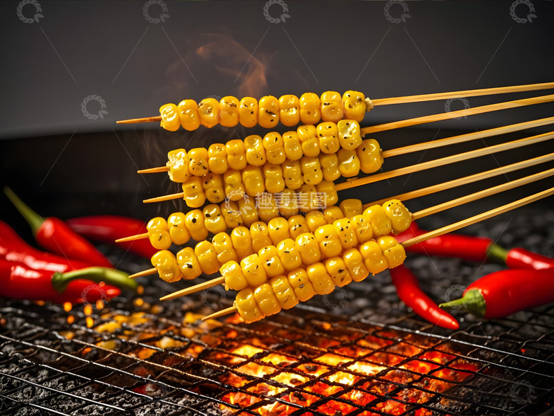 高清大图下载【趣麦麦图】烧烤烤玉米粒美食摄影图