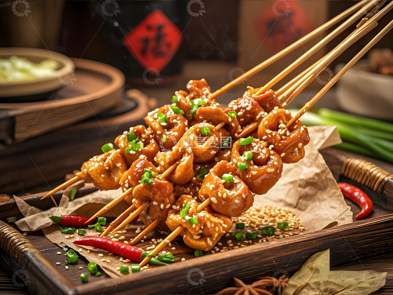 高清大图下载【趣麦麦图】烤肥肠烧烤美食摄影图