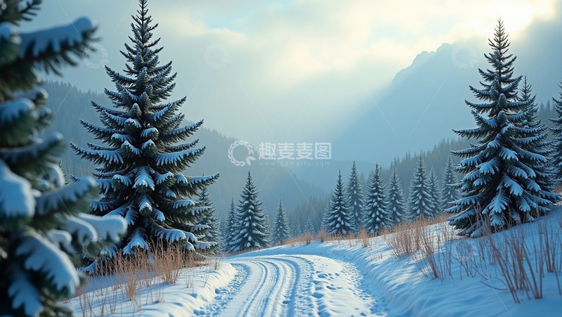 高清大图下载【趣麦麦图】冬天大山里的美景