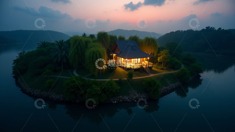 高清大图下载【趣麦麦图】小岛灯光夜景