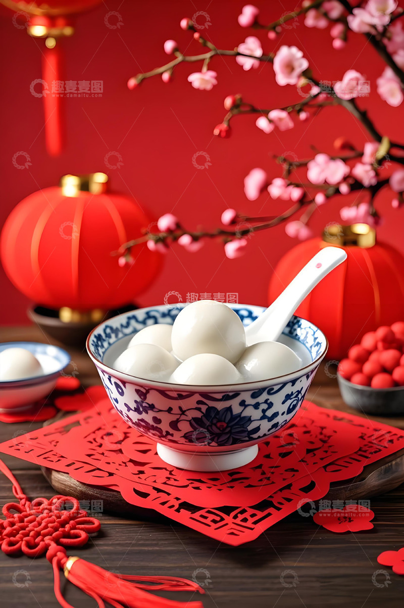 高清大图下载【趣麦麦图】美食摄影风格的元宵节背景图