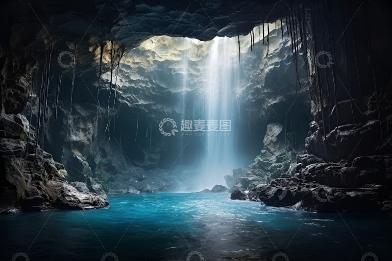 高清大图下载【趣麦麦图】瀑布溶洞自然景观