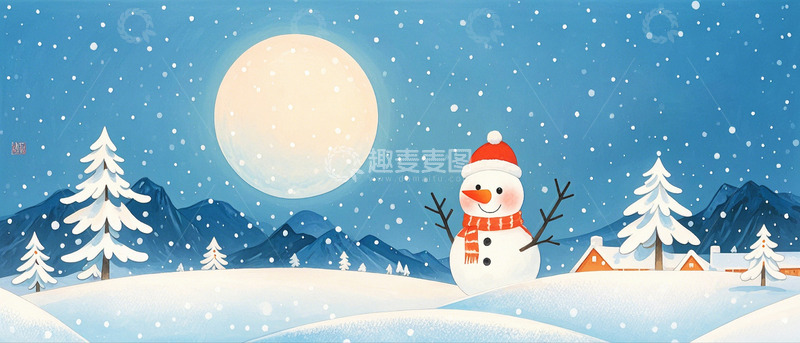 高清大图下载【趣麦麦图】冬季雪人背景