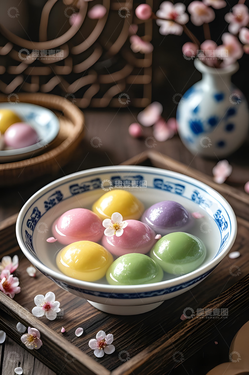 高清大图下载【趣麦麦图】一碗五彩元宵美食摄影图