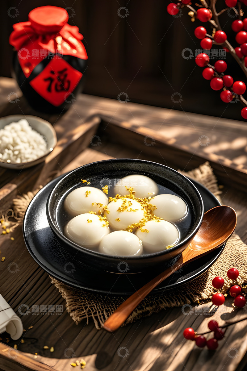 高清大图下载【趣麦麦图】桂花汤圆美食小吃摄影图