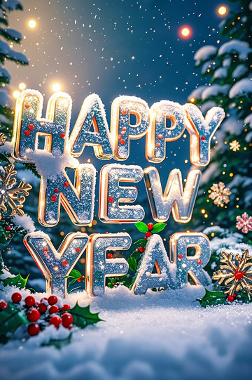 冬天大雪夜晚元旦祝福