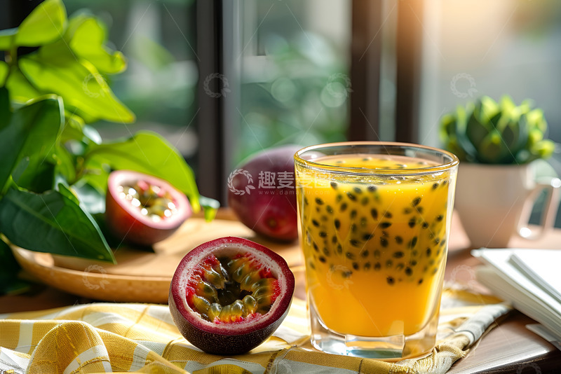 高清大图下载【趣麦麦图】一杯百香果汁特写