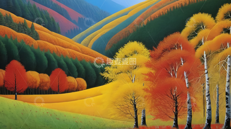 高清大图下载【趣麦麦图】山丘金秋藏不住