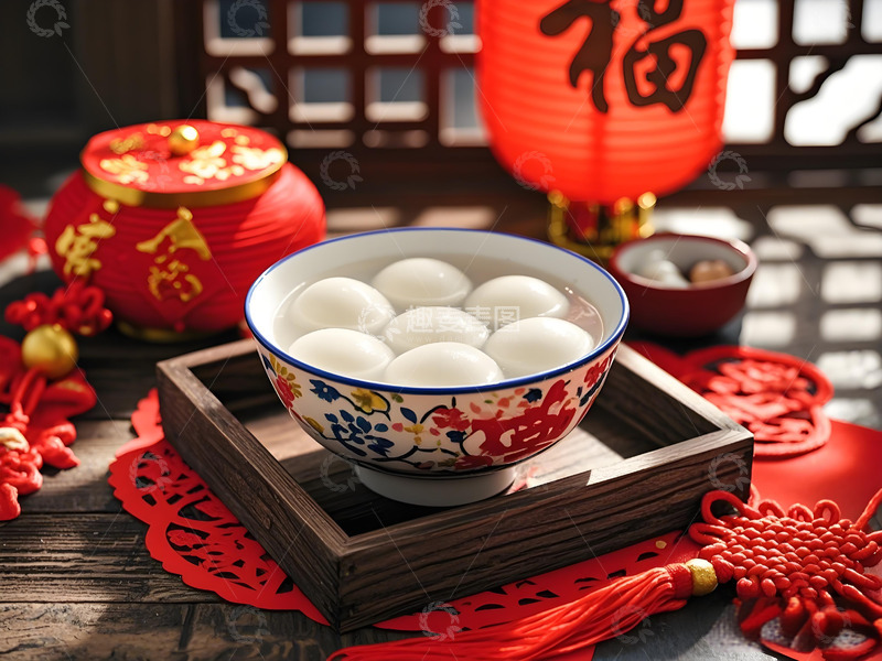 高清大图下载【趣麦麦图】一碗汤圆春节气氛美食摄影图