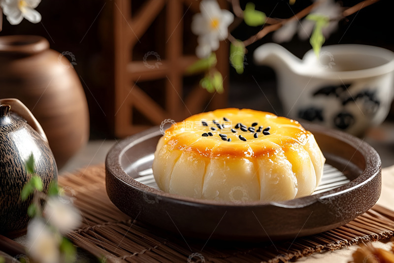 高清大图下载【趣麦麦图】一盘芝麻蛋黄点心