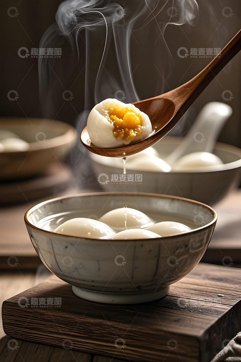 高清大图下载【趣麦麦图】冒热气的一碗汤圆美食摄影图
