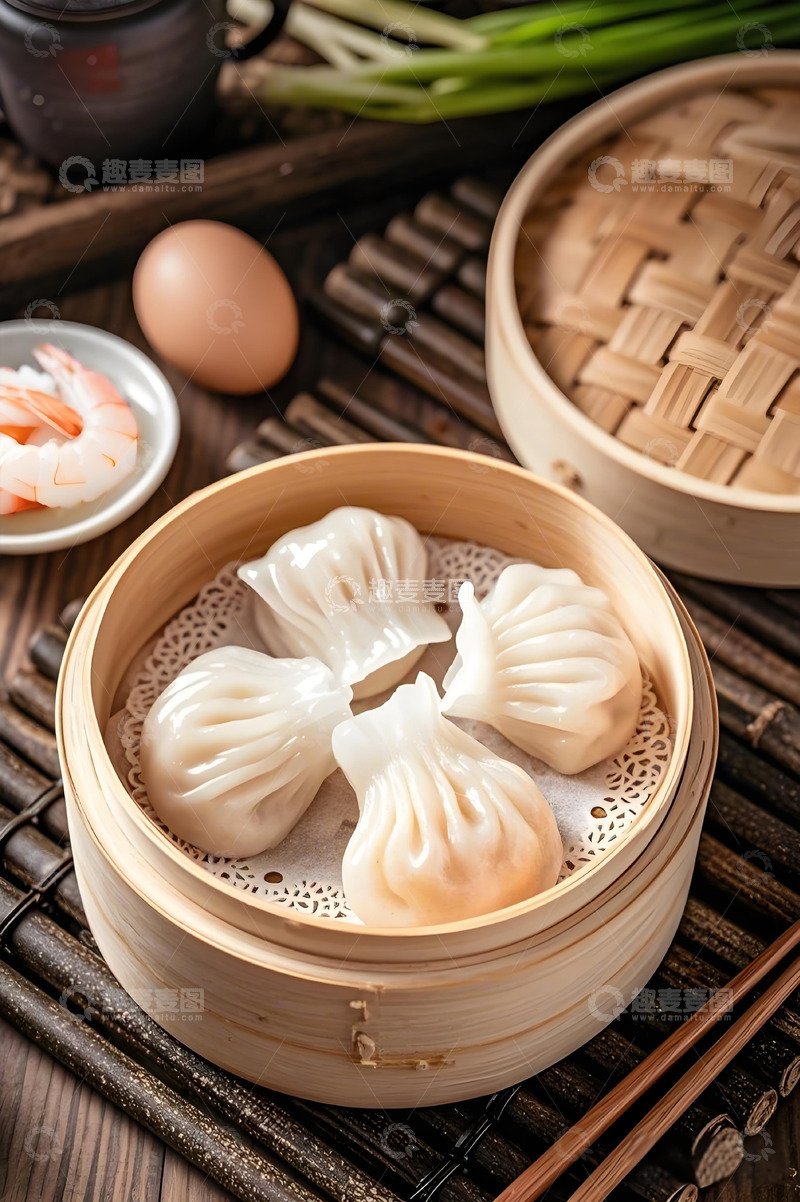 高清大图下载【趣麦麦图】一屉虾皇饺广式点心摄影图